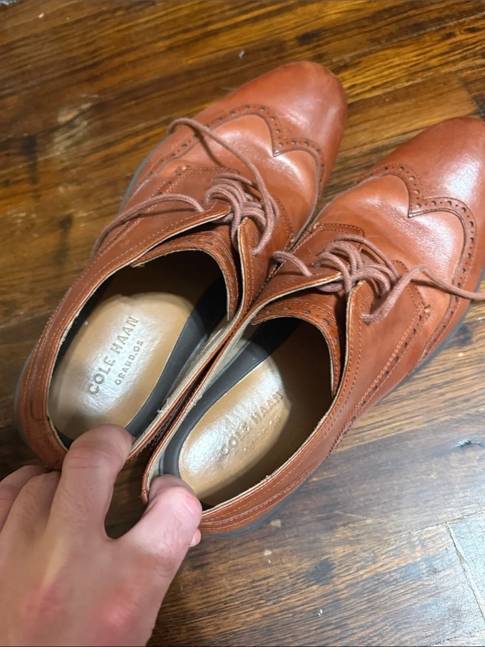 Cole Haan Men's Tan Leather Wingtip Oxfords